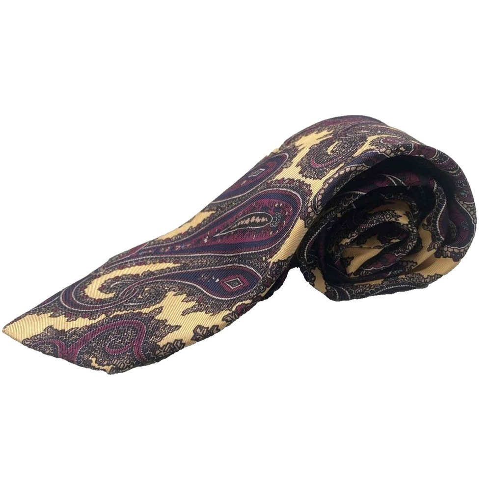 Robert Talbott Tartan Corner Dark floral Paisley beige Necktie Silk 3.5" X 61" - Picture 2 of 6